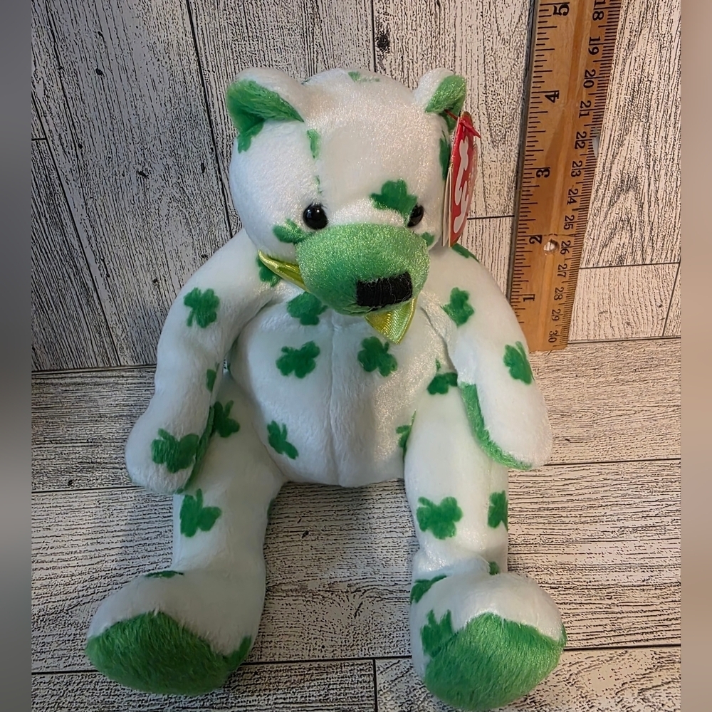 Ty Clover White and Green Shamrock Teddy Bear